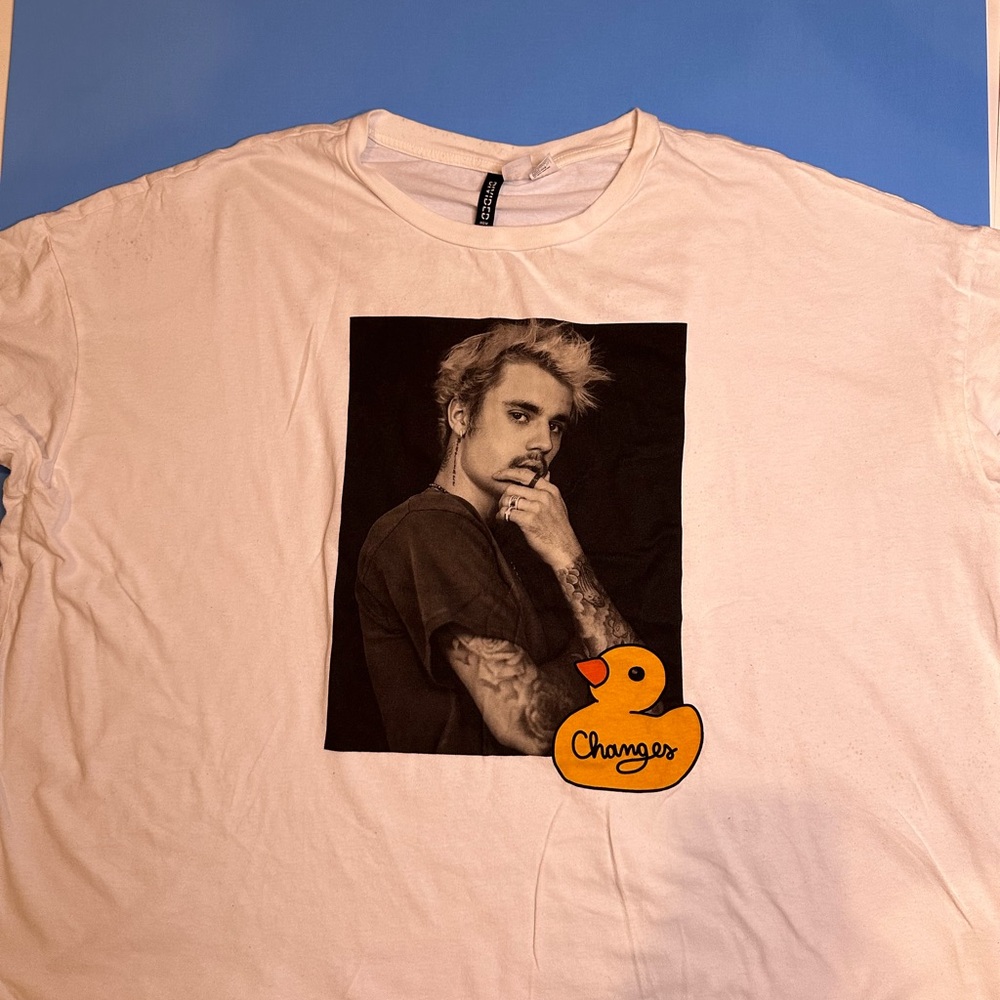 Graphic Tee with Portrait and Duck Design